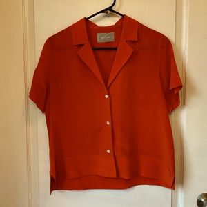 Everlane - silk notch shirt, sz 0